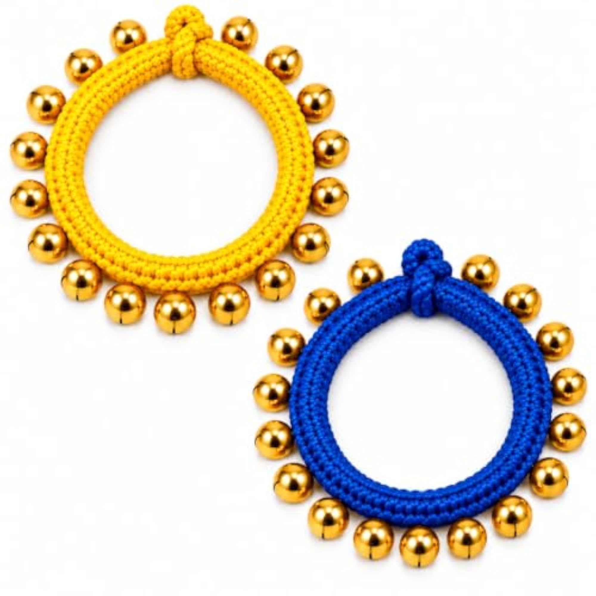 Women's Navatari Ghungharoo Anklet, Yellow and Blue